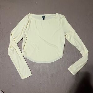 Elegant Pastel Yellow Long Sleeve Top